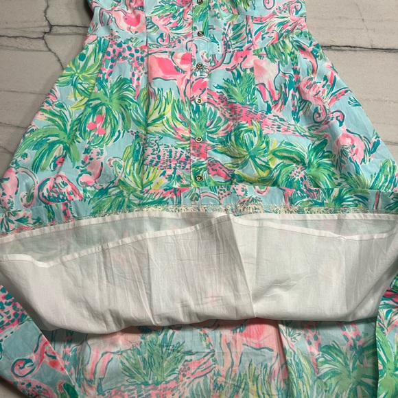 Lily Pulitzer Pink and Green Tropical Dress-size 2 - Picture 4 of 9